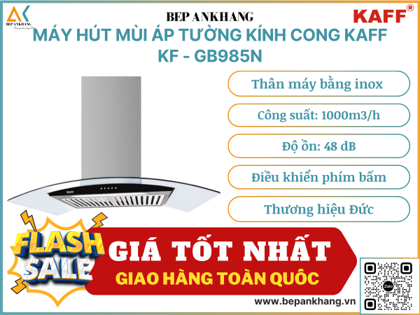 Máy hút mùi áp tường kính cong Kaff KF - GB985N - Thương hiệu Đức